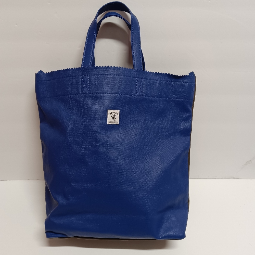 Porter International Unisex Tote Bag w/ Crossbody Strap Royal & Charcoal Gray